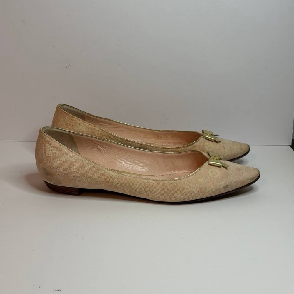 Louis Vuitton Mini Lin Ballet Flats Light Pink Size 36.5